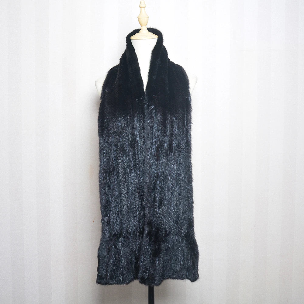 2024 Lady Luxury Authentic Mink Fur Shawl Scarf Winter 100%Natural Mink Fur Real Scarf Shawl Fashion Genuine Mink Fur Ponchos