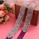 YJWSXF - Crystal bridal belt with ribbons, handmade silver wedding belt, cookie patient belt for wedding evening dresses