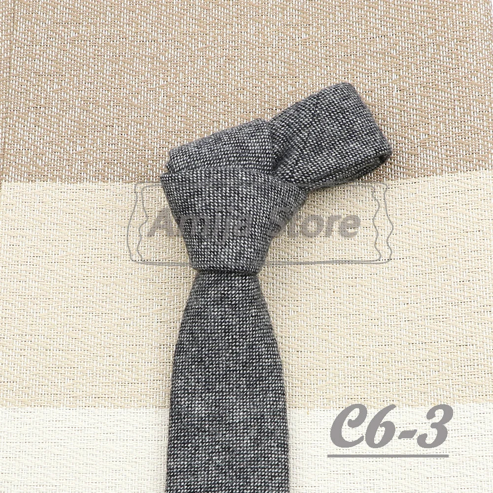 High Quality 100% Wool Tie Slim Solid Red Yellow Blue Ties Handmade Casual Fashion Men Woven Skinny Necktie For Wedding Party