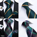 DiBanGu Green Teal Ties For Men Hanky Cufflinks Set 17 Styles Necktie For Male Business Wedding Party Mens Ties New Arrival Tie