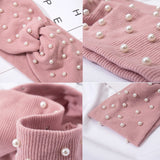 Bow Women's Headbands Pearls Head Bands Knitted Turban Bandana Autumn Winter Elastic Hairband Warm Hair Accessories Headdress