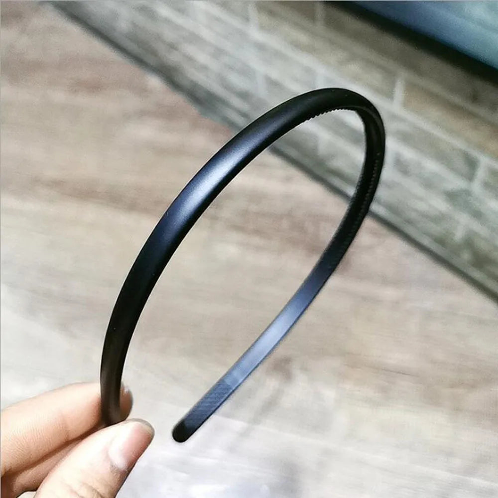 Women Classic Black Brown Plastic Headbands Thin Plain Matt Bright Color Hairbands Non-slip Hair Hoop For Girls Daily Wear