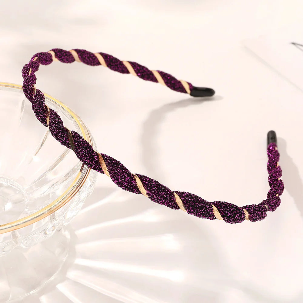 Organza Hairbands For Women Cross Weaving Hair Hoop Bands Korea Fashion Bright Silk Metal Headband Girls Hair Accessories Turban