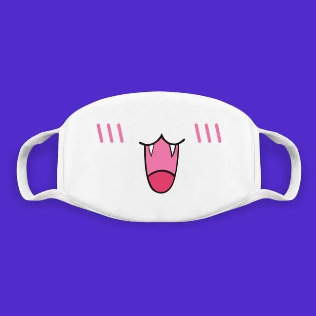 Cotton Kawaii Funny Anime Expression Mouth Face Mask Smile Breathable Masks For Korean Unisex Face Mouth Muffle Mask Accessories