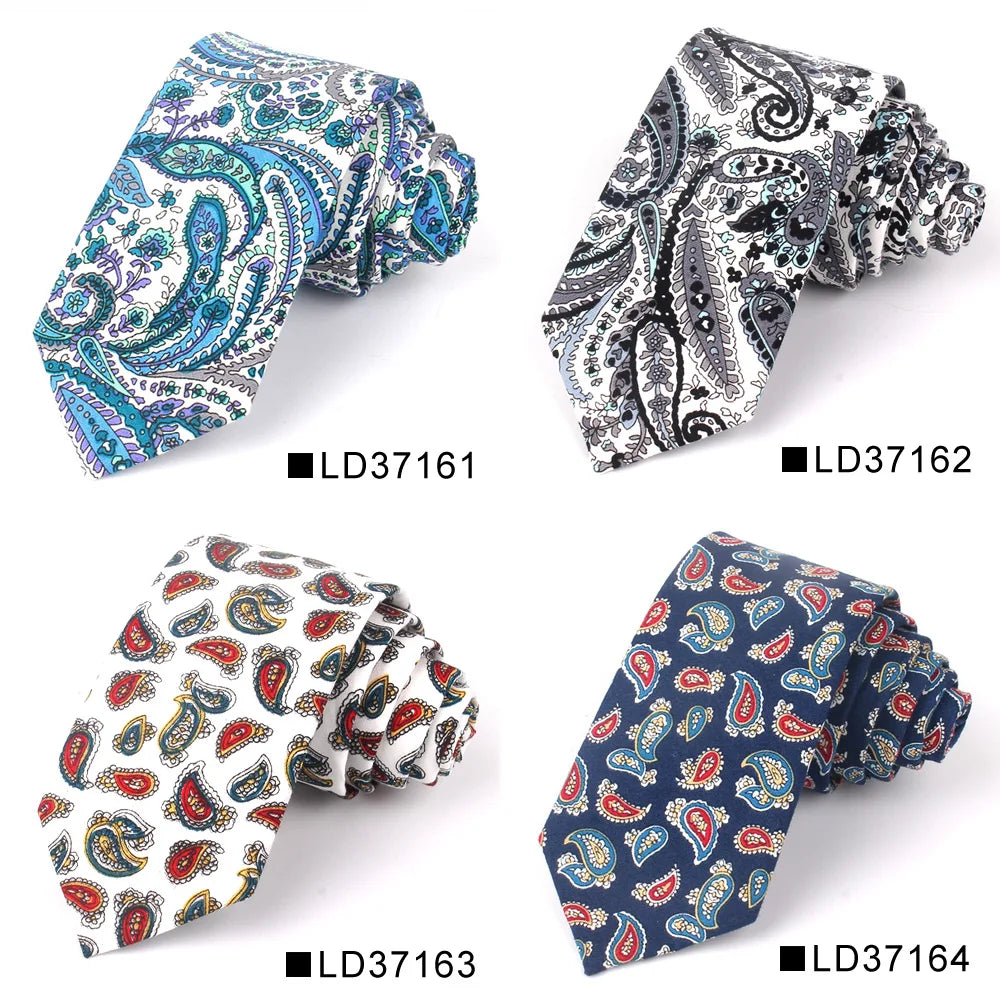 New Floral Tie For Men Women Skinny Cotton Neck Tie For Wedding Casual Mens Neckties Classic Suits Flower Print Neck Ties Cravat