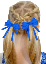 2PCS Elastic Hair Ties Rings Boutique Fabric Fringes Bows Grosgrain Ribbon Ponytail Holder Rubber Hair Bands Hair Accessories