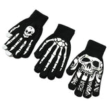 Unisex Half-finger Skull Skull Halloween Gloves, Winter Use, Luminous Fingerless Gloves, Knitted, Cycling，Skating On Foot