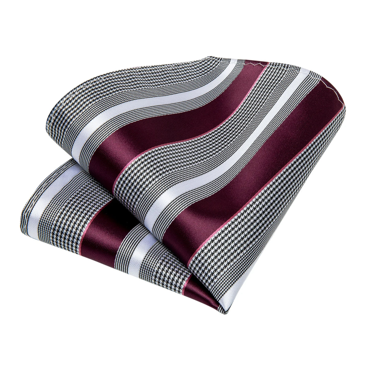 Fashion Striped Tie For Men Red Wine White Silk Wedding Tie Hanky Cufflink Gift Tie Set DiBanGu Novelty Design Business MJ-7337