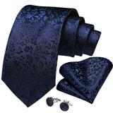 DiBanGu 8cm Blue Plaid Paisley Dot 100% Silk Men Tie Business Formal Wedding Party Necktie Hanky Cufflinks Set Mens Ties Gift