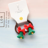 2pcs New Cute Cartoon Christmas Elk Elastic Hair Bands Rubber Hair Rope Tie Girls Hair Scrunchie Ponytail Holder Gum Accessories