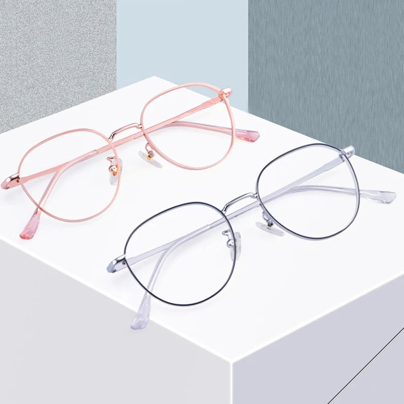 YIMARUILI New Titanium Alloy Wide-Rim Glasses Frame Men Round Retro Myopia Optical Prescription Eyeglasses Frame Women 80047