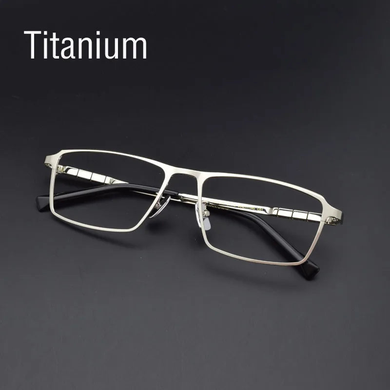 Pure Titanium Glasses Frame Men Titanium Alloy Prescription Eyeglasses Silver Super Light Spectacles Optical Glasses Frame