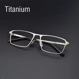 Pure Titanium Glasses Frame Men Titanium Alloy Prescription Eyeglasses Silver Super Light Spectacles Optical Glasses Frame