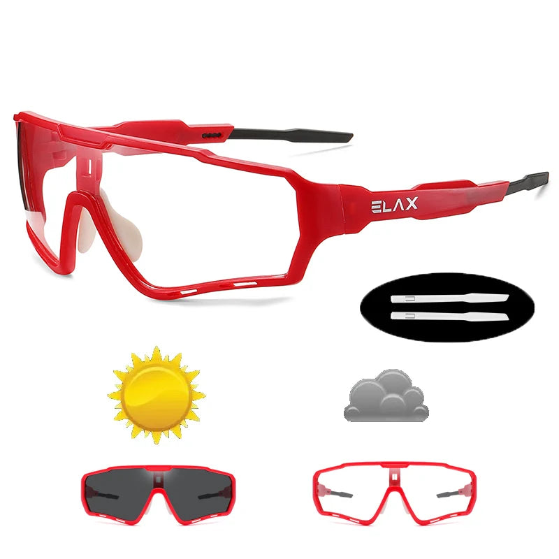 ELAX Brand New Style Photochromic Sunglasses Sports Men Women Mtb Bike Bicycle Eyewear Cycling Glasses