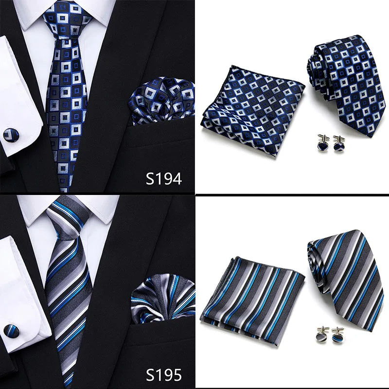 Newest style Green Tie For Men Holiday Present Tie Pocket Squares Set Necktie  Striped Wedding Accessories Man