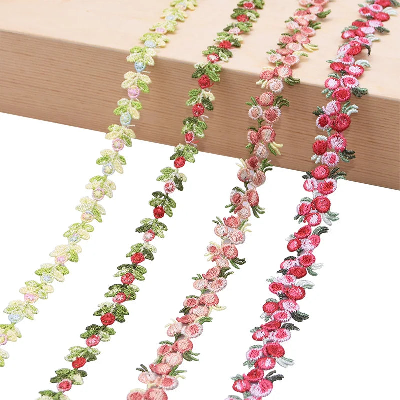 2Yards Flower Embroidered Lace Trim Ribbons Fabric Trim DIY Sewing Handmade Craft Materials Clothes Accessories Home Decoration