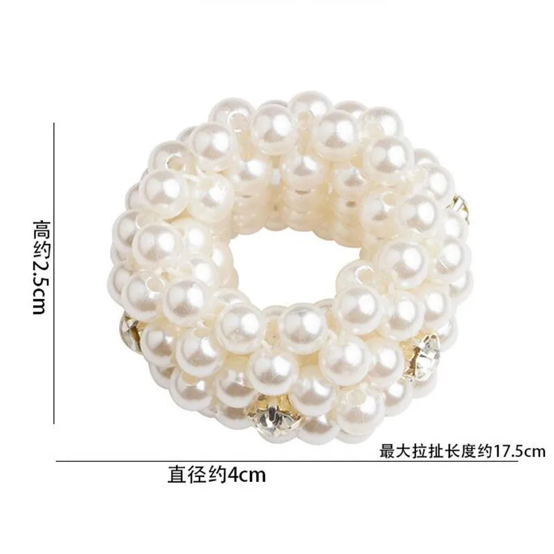 Pearls Beads Hair Ties Elastic Hair Bands For women Hair Rope Scrunchies Ponytail Holders Rubber Hair Accessories