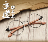 Japan Real Wood Temple Titanium Vintage Round Glasses Frame Men Women Myopia Optical Frames Prescription Frame Oculos De Gafas