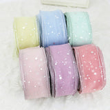 (5 Yards/roll) Stars Silk Organza ribbon Bow material for hair print flower decoration lace ribbons