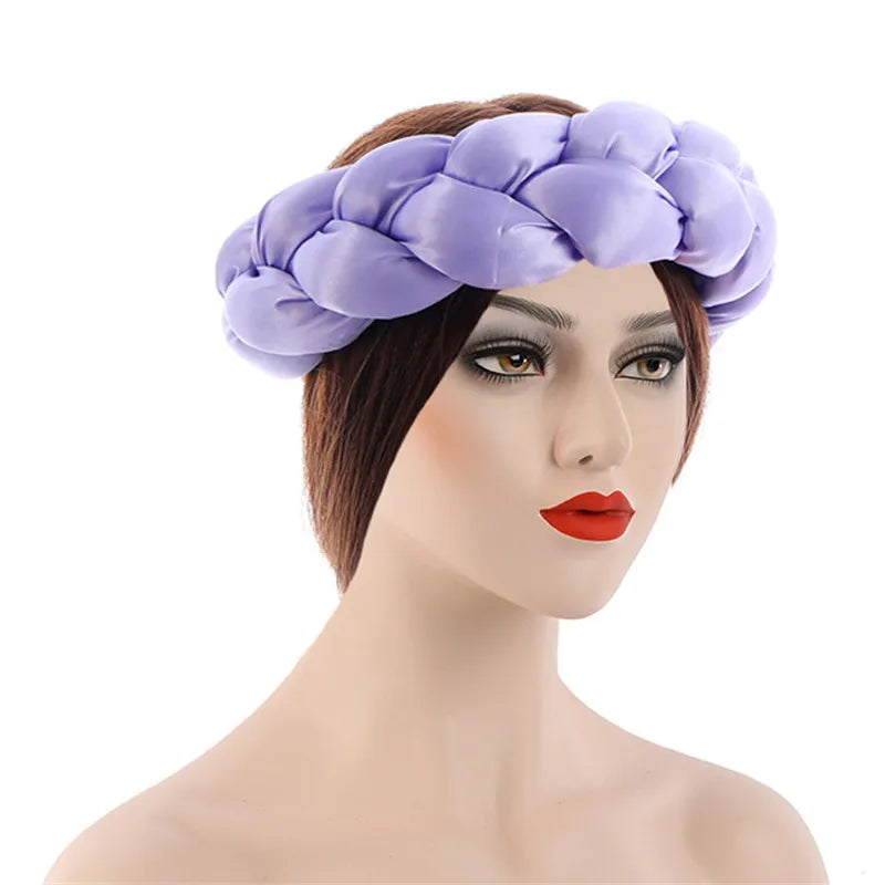 Exaggerated Big Braid Head Band African Raw Silk Turban Cap for Women Lady Nigeria Wedding Party Headpiece Female Headband Mujer