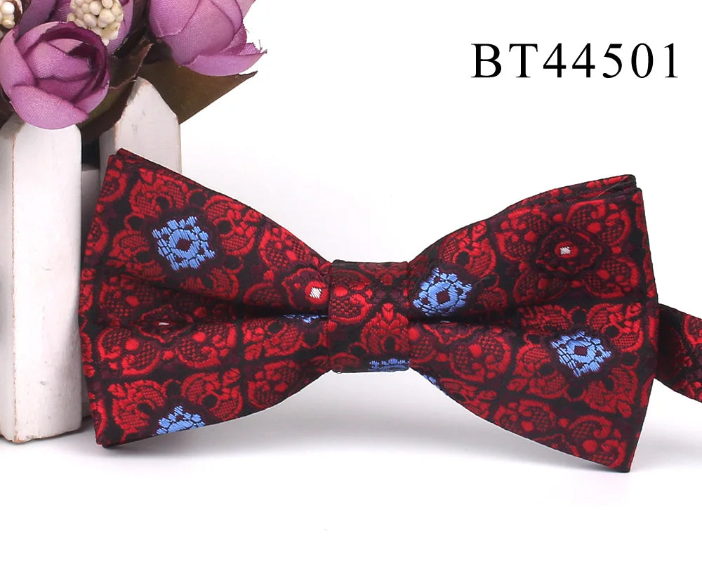 New Floral Men Bow Tie Claret Classic Bowtie For Men Flower Bow Ties For Business Wedding Butterfly Cravats Adult Suits Bowties