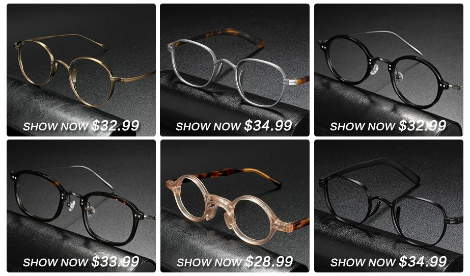 Vintage Pure Titanium Eyeglasses Frame Men Round Ultra Light Glasses Frame Women Retro Luxury Brand Designer Eyewear
