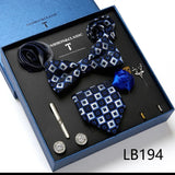 Holiday Gift Box Tie For Men Tie Handkerchief Pocket Squares Cufflink Set Necktie Box Man Dark Grey April Fool's Day