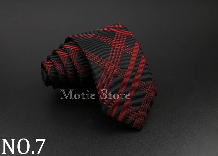 Men Jacquard Woven Tie Classic Plaid Striped Ties Fashion Polyester Necktie For Wedding Business Party Suit Dress Gravatas Gift