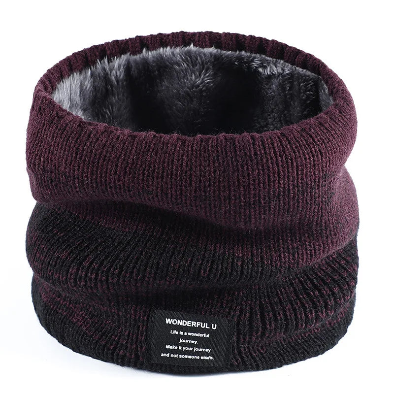 Winter Scarf for Men Fleece Ring Bandana Knitted Warm Solid Scarf Women Neck Warmer Thick Cashmere Hot Handkerchief Ski Mask