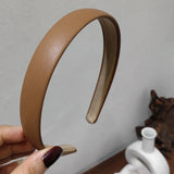 Ruoshui Vintage Pu Leather Hairband Solid Bezel Korean Style Headband Head Hoop Girls Non-slip Turban Fashion Hair Accessories