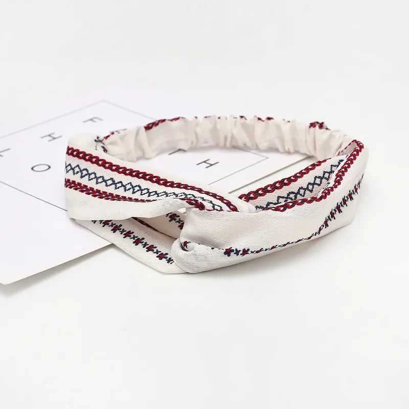 2020 Fashion Bohemian Headband Print Hairbands For Women Girls Vintage Cross Knot Turban Bandanas Headwear Hair Accessories