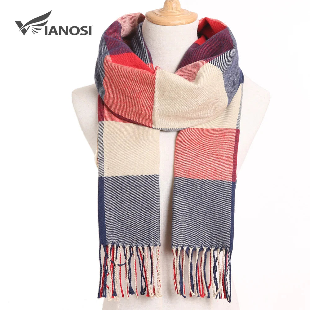 [VIANOSI] 2022 Plaid Winter Scarf Women Luxury Warm Foulard Solid Scarves Fashion Casual Scarfs Cashmere Bufandas Hombre