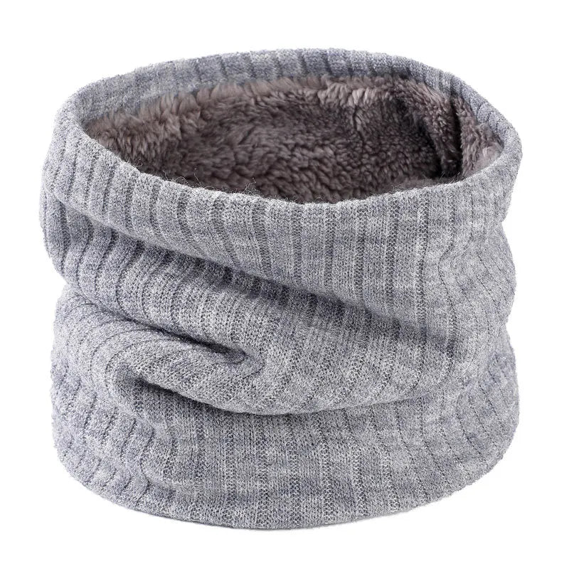 Winter Scarf for Men Fleece Ring Bandana Knitted Warm Solid Scarf Women Neck Warmer Thick Cashmere Hot Handkerchief Ski Mask