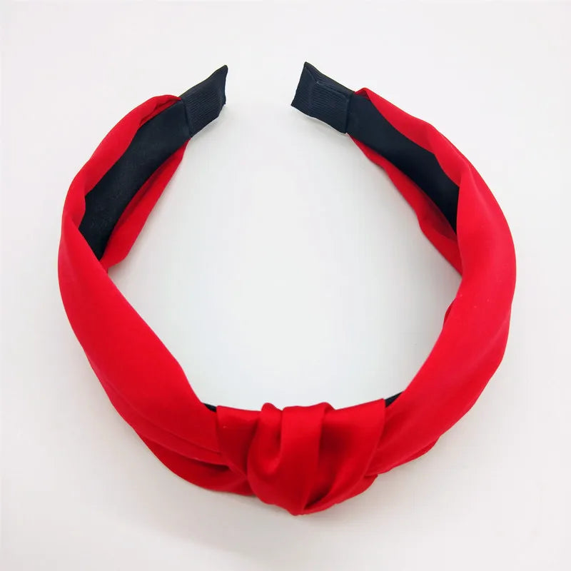Fashion Top Knot Satin Headbands Wide Fabric Makeup Hairbands for Women Girls Ladies Washing Hair Hoops Bezel Hair Accessories