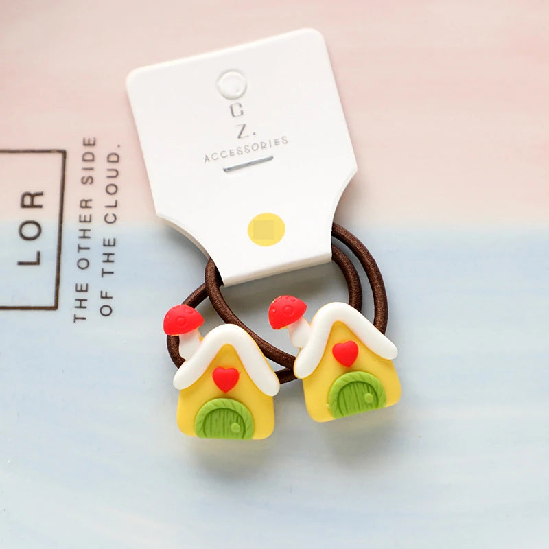 2pcs New Cute Cartoon Christmas Elk Elastic Hair Bands Rubber Hair Rope Tie Girls Hair Scrunchie Ponytail Holder Gum Accessories
