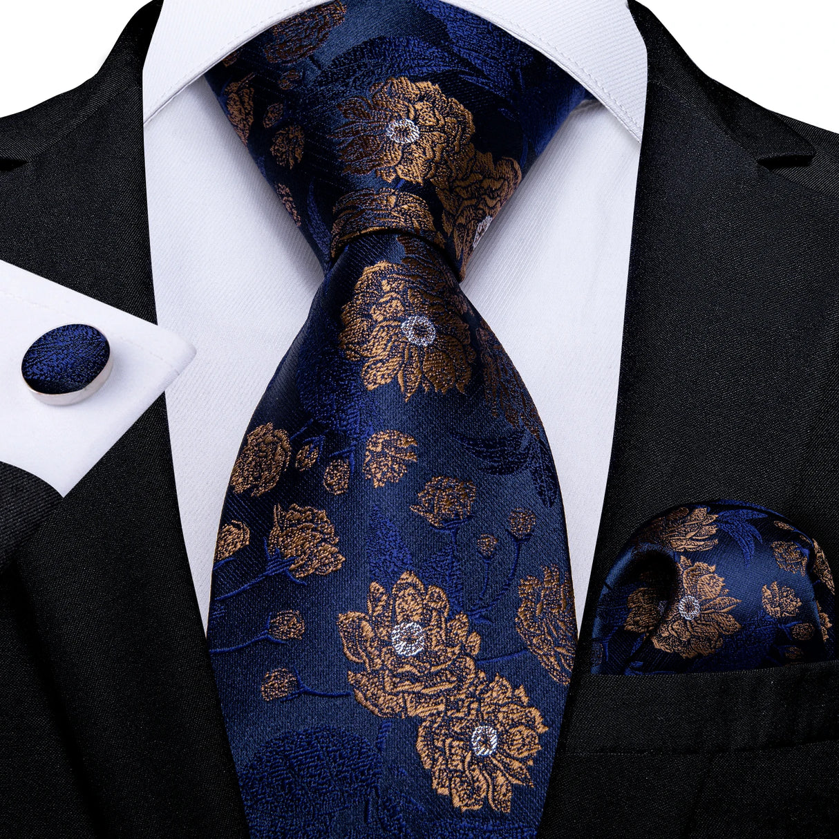 DiBanGu 8cm Blue Plaid Paisley Dot 100% Silk Men Tie Business Formal Wedding Party Necktie Hanky Cufflinks Set Mens Ties Gift