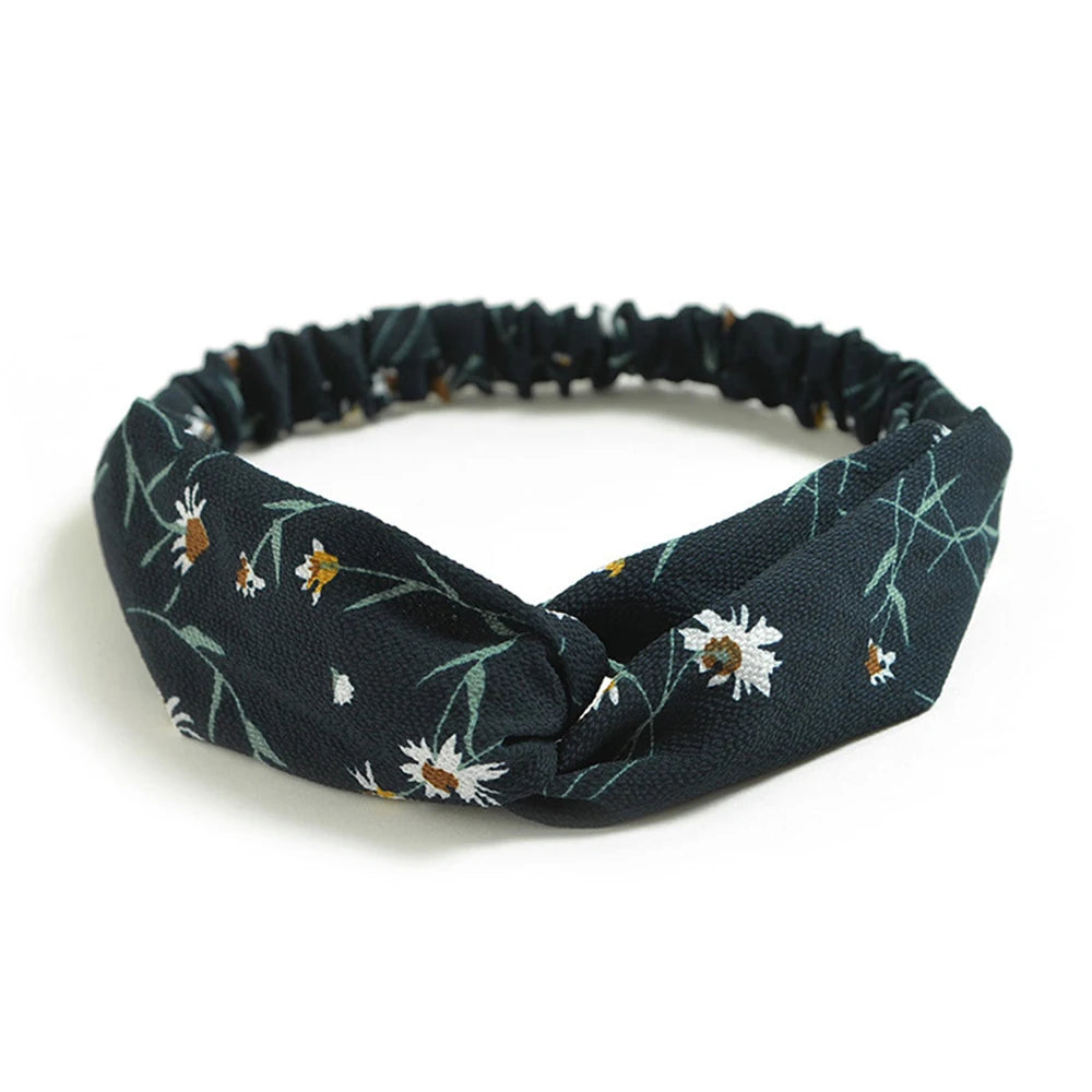 Korean Style Summer Lovely Hairband Women Hair Accessories Turban Twist Cross Headwrap Girl Floral Elastic Knotted Headwear