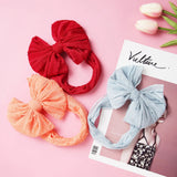 Baby Headband Big Bows For Girls Hair Accessories Jacquard Toddler Wide Headwrap Soft Newborn Hairband Elastic Kids Turban
