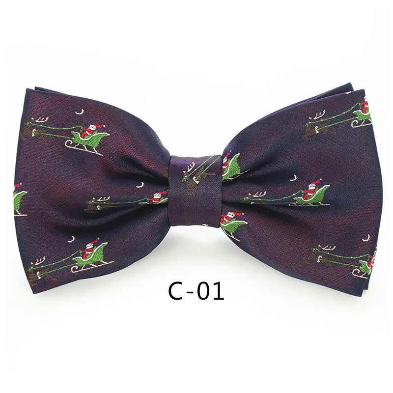 JEMYGINS Christmas Bow Ties for Mens Shirt  Snowflake Christmas Tree Pattern Men Silk Bow Tie  Christmas Party Gift