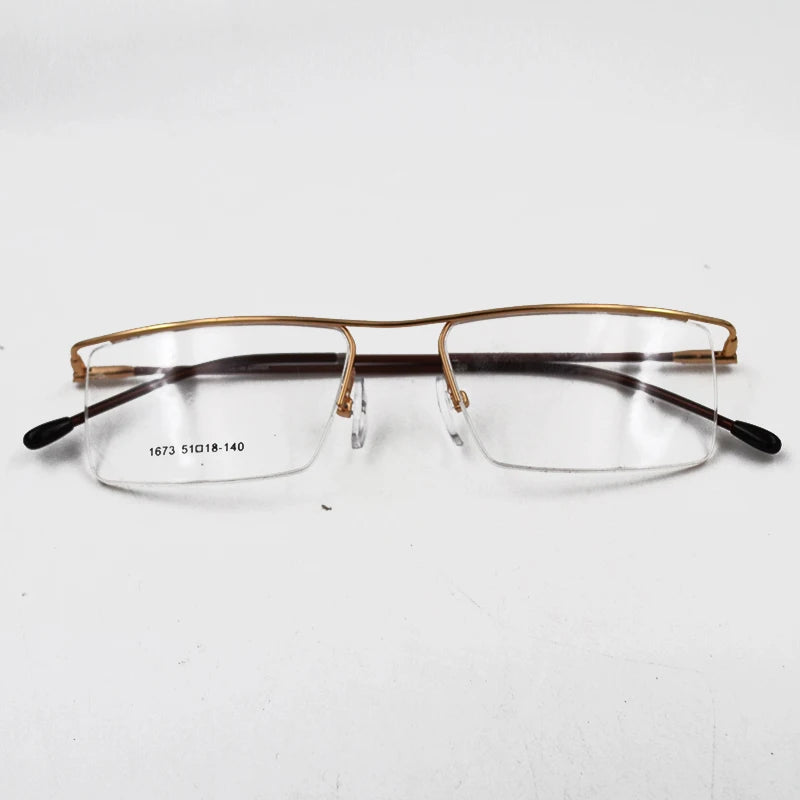 Men's business glasses frame half frame Square frame ultra light comfortable titanium alloy optical prescription Eyeglasses
