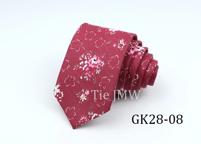 New Men's Floral Neck Ties Casual Cotton Slim Tie Skinny Wedding Party Suit Collar Flower Neckties Gravata Accessories Gift