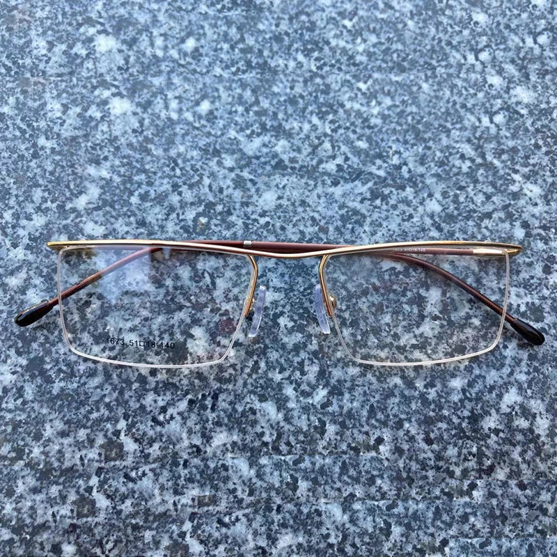 Men's business glasses frame half frame Square frame ultra light comfortable titanium alloy optical prescription Eyeglasses