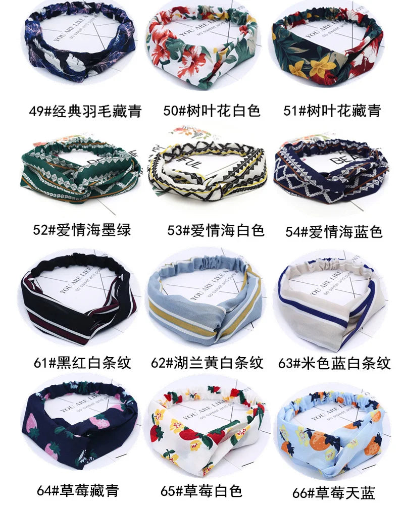 Women Headband New Fashion Hair Bands Bohemian Cross Elastic Hair Band For Ladies Black Purple Female Head band Hair Accessories