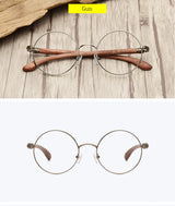 Japan Real Wood Temple Titanium Vintage Round Glasses Frame Men Women Myopia Optical Frames Prescription Frame Oculos De Gafas