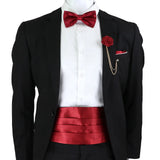New Fashion Mens Cummerbund Bow Tie Brooch Set Black Red Blue   Waist Seal For Formal Tuxedo Business Suit Dinner Accessories