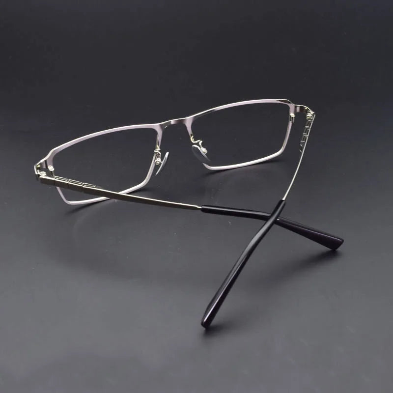 Pure Titanium Glasses Frame Men Titanium Alloy Prescription Eyeglasses Silver Super Light Spectacles Optical Glasses Frame