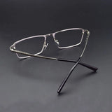 Pure Titanium Glasses Frame Men Titanium Alloy Prescription Eyeglasses Silver Super Light Spectacles Optical Glasses Frame