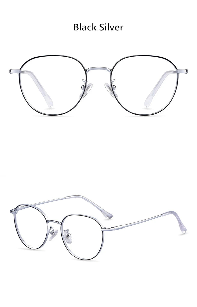YIMARUILI New Titanium Alloy Wide-Rim Glasses Frame Men Round Retro Myopia Optical Prescription Eyeglasses Frame Women 80047