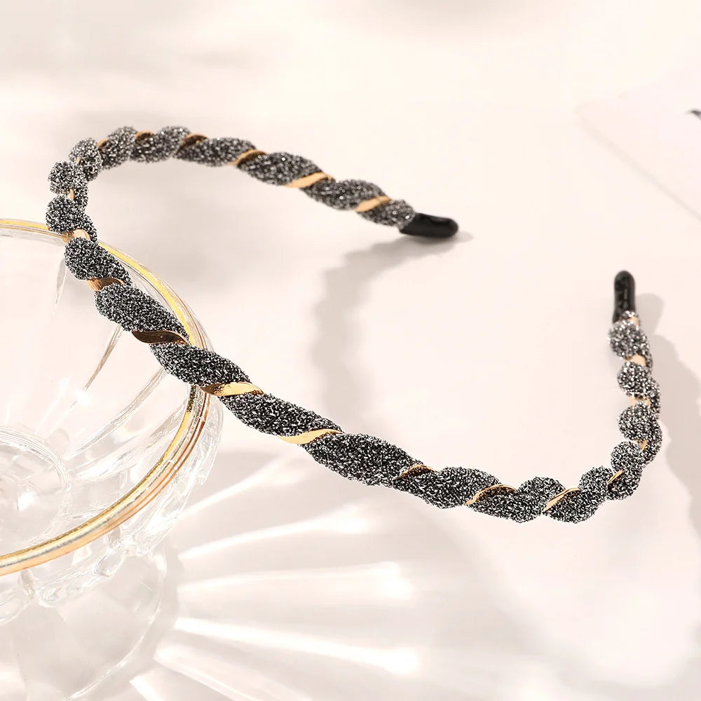Organza Hairbands For Women Cross Weaving Hair Hoop Bands Korea Fashion Bright Silk Metal Headband Girls Hair Accessories Turban
