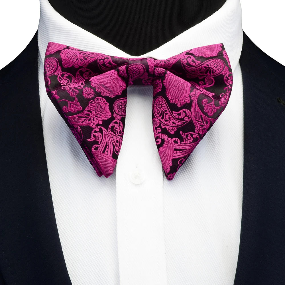 GUSLESON Fashion Paisley Bow Tie For Men Women Classic Big Bowtie For Party Wedding Bowknot Adult Mens Bowties Cravats Red Tie
